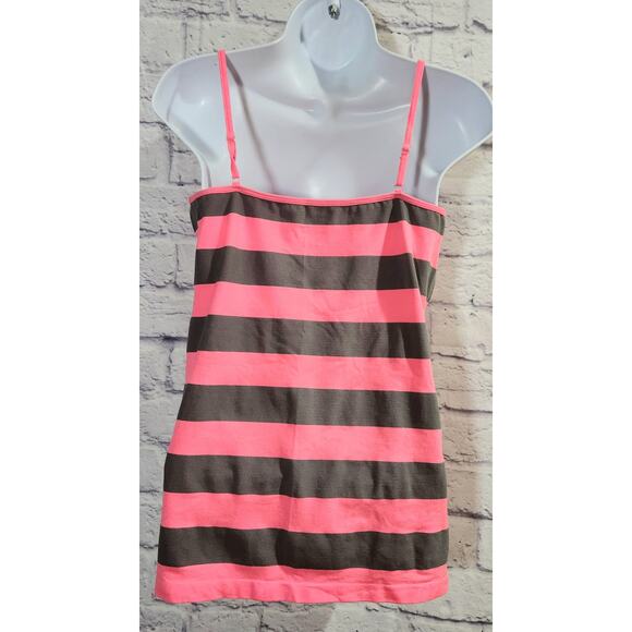 Zenana Signature Pink Gray Striped Spaghetti Strap Tank Top One Size Lightweight - Picture 3 of 4